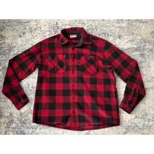 WRANGLER Flannel Shirt‎ Mens L Red Black Buffalo Plaid Fleece Shacket Western